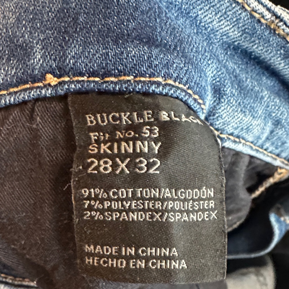 Buckle Dark Blue Women's Skinny Jeans - Picture 5 of 5